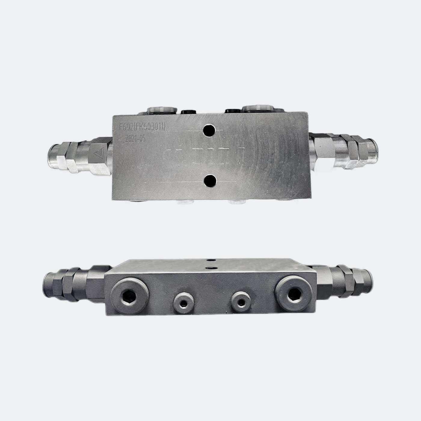 Counterbalance valves and manifold blocks